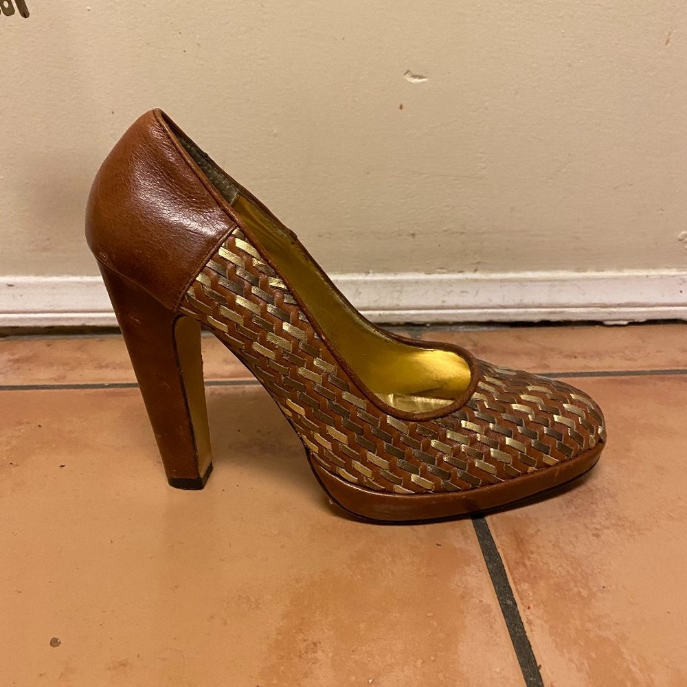 Hand woven dolce vita leather heels